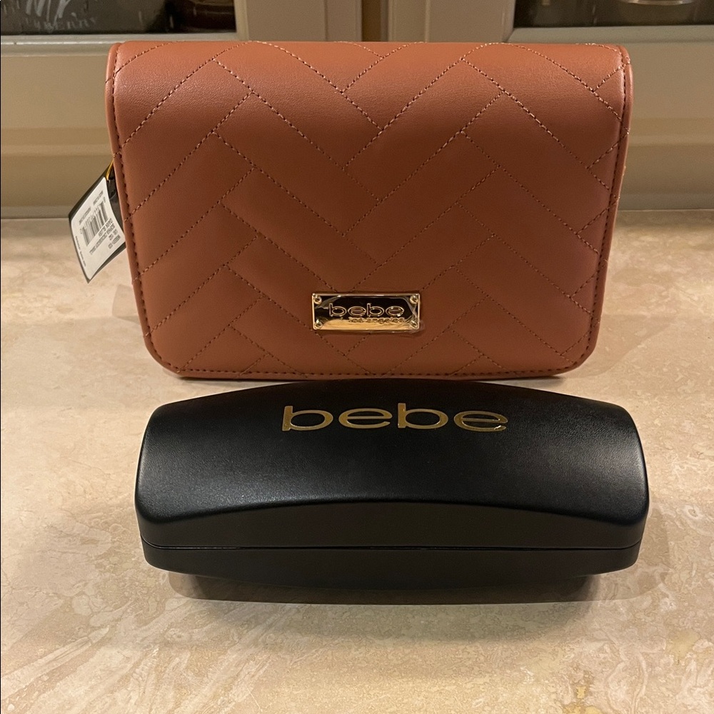 Bebe Dark Blush Sophia Crossbody and Bebe sunglasses with case